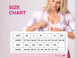 Measuring tape wrapped around the widest part of the back for overbust measurement and consulting the Masthead size chart for mastectomy bra sizing